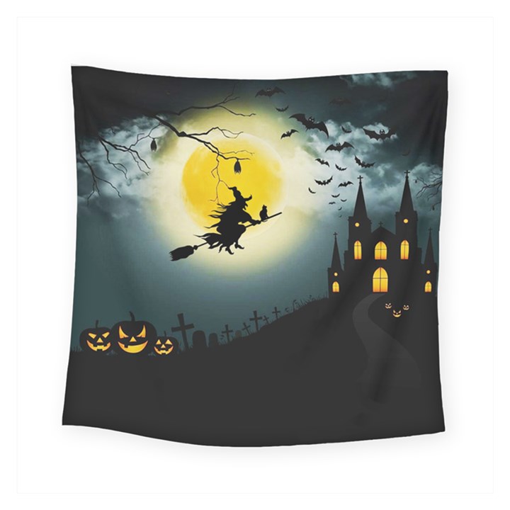 Halloween landscape Square Tapestry (Small)