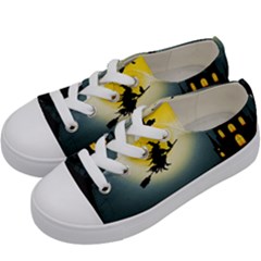 Halloween Landscape Kids  Low Top Canvas Sneakers