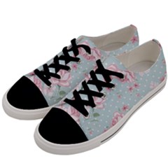 Shabby Chic,pink,roses,polka Dots Men s Low Top Canvas Sneakers by NouveauDesign