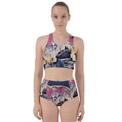 Modern Abstract Painting Racer Back Bikini Set