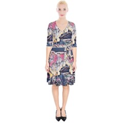 Modern Abstract Painting Wrap Up Cocktail Dress