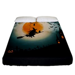 Halloween Landscape Fitted Sheet (california King Size) by Valentinaart