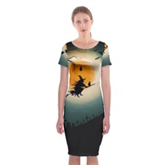 Halloween Landscape Classic Short Sleeve Midi Dress by Valentinaart