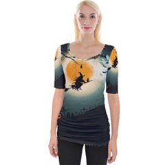 Halloween Landscape Wide Neckline Tee