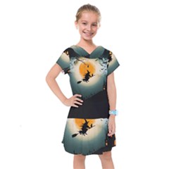 Halloween Landscape Kids  Drop Waist Dress by Valentinaart