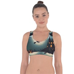 Halloween Landscape Cross String Back Sports Bra