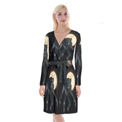 Werewolf Long Sleeve Velvet Front Wrap Dress by Valentinaart