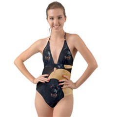 Werewolf Halter Cut-out One Piece Swimsuit