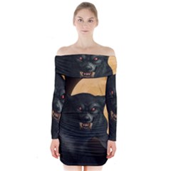 Werewolf Long Sleeve Off Shoulder Dress by Valentinaart