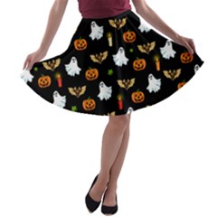 Halloween Pattern A-line Skater Skirt by Valentinaart