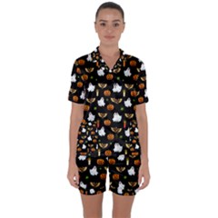 Halloween Pattern Satin Short Sleeve Pyjamas Set