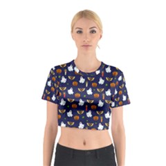 Halloween Pattern Cotton Crop Top by Valentinaart