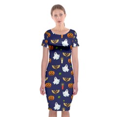 Halloween Pattern Classic Short Sleeve Midi Dress by Valentinaart