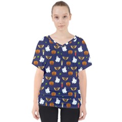 Halloween Pattern V-neck Dolman Drape Top