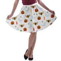 Halloween Pattern A-line Skater Skirt by Valentinaart