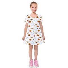 Halloween Pattern Kids  Short Sleeve Velvet Dress by Valentinaart