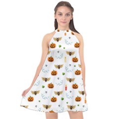 Halloween Pattern Halter Neckline Chiffon Dress 