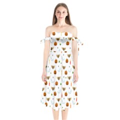 Halloween Pattern Shoulder Tie Bardot Midi Dress by Valentinaart