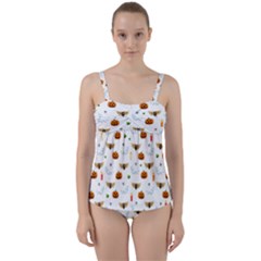 Halloween Pattern Twist Front Tankini Set