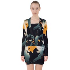 Headless Horseman V-neck Bodycon Long Sleeve Dress by Valentinaart