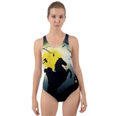 Headless Horseman Cut-out Back One Piece Swimsuit by Valentinaart