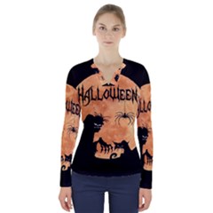 Halloween V-neck Long Sleeve Top by Valentinaart