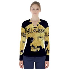 Halloween V-neck Long Sleeve Top by Valentinaart