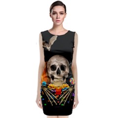 Halloween Candy Keeper Sleeveless Velvet Midi Dress by Valentinaart