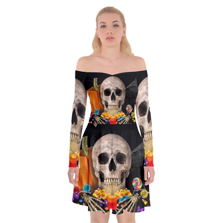 Halloween candy keeper Off Shoulder Skater Dress