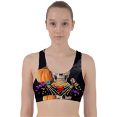 Halloween Candy Keeper Back Weave Sports Bra by Valentinaart