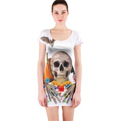 Halloween Candy Keeper Short Sleeve Bodycon Dress by Valentinaart