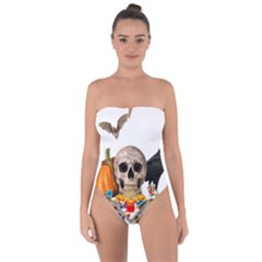 Halloween Candy Keeper Tie Back One Piece Swimsuit by Valentinaart