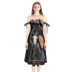 Spiritual Goat Shoulder Tie Bardot Midi Dress by Valentinaart