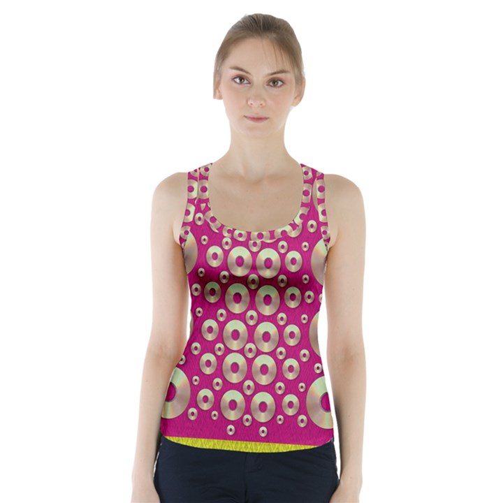 Going Gold Or Metal On Fern Pop Art Racer Back Sports Top