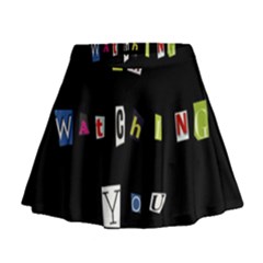 I Am Watching You Mini Flare Skirt by Valentinaart