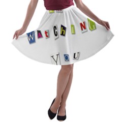 I Am Watching You A-line Skater Skirt by Valentinaart