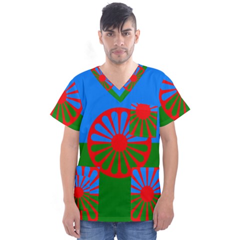 Gypsy Flag Men s V-neck Scrub Top by Valentinaart