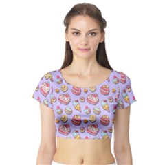 Sweet Pattern Short Sleeve Crop Top by Valentinaart