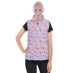 Sweet Pattern Women s Button Up Puffer Vest by Valentinaart