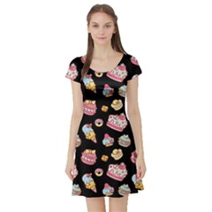 Sweet Pattern Short Sleeve Skater Dress by Valentinaart