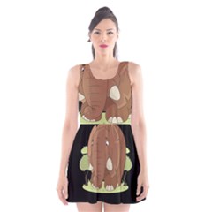 Cute Elephant Scoop Neck Skater Dress by Valentinaart