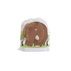 Cute Elephant Drawstring Pouches (small)  by Valentinaart