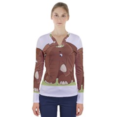 Cute Elephant V-neck Long Sleeve Top by Valentinaart