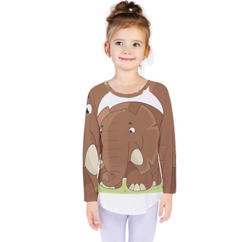 Cute Elephant Kids  Long Sleeve Tee by Valentinaart