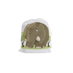 Cute Elephant Drawstring Pouches (small)  by Valentinaart