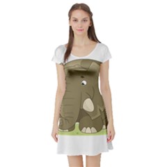 Cute Elephant Short Sleeve Skater Dress by Valentinaart