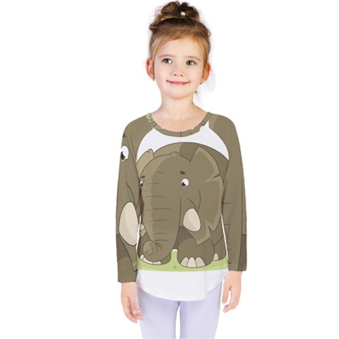 Cute Elephant Kids  Long Sleeve Tee by Valentinaart