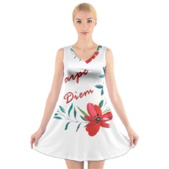 Carpe Diem  V-neck Sleeveless Skater Dress by Valentinaart