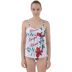 Carpe Diem  Twist Front Tankini Set by Valentinaart