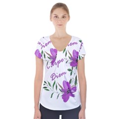 Carpe Diem  Short Sleeve Front Detail Top by Valentinaart